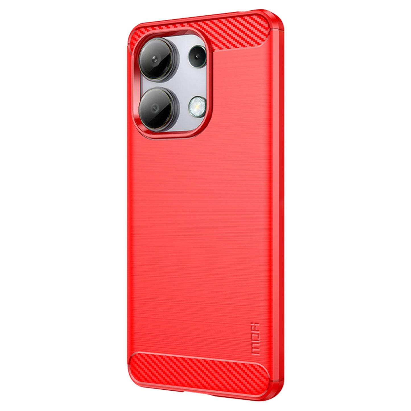 MOFI JK TPU Series-1 For Xiaomi Redmi Note 13 4G TPU Phone Case Carbon Fiber Texture - Red