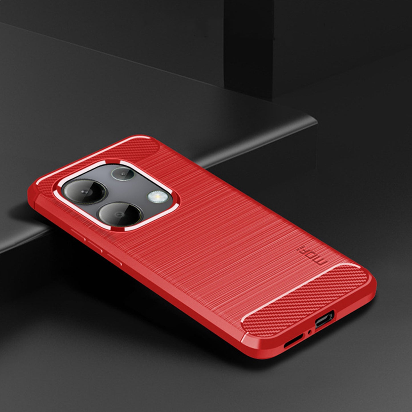 MOFI JK TPU Series-1 For Xiaomi Redmi Note 13 4G TPU Phone Case Carbon Fiber Texture - Red