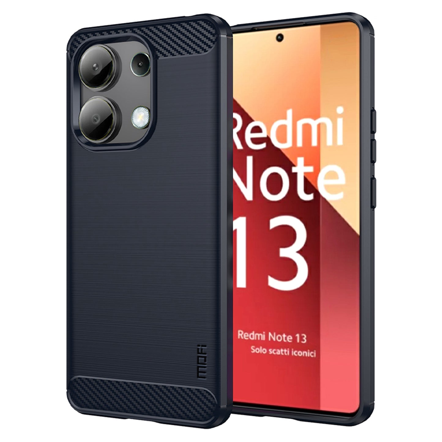 MOFI JK TPU Series-1 For Xiaomi Redmi Note 13 4G TPU Phone Case Carbon Fiber Texture - Blue