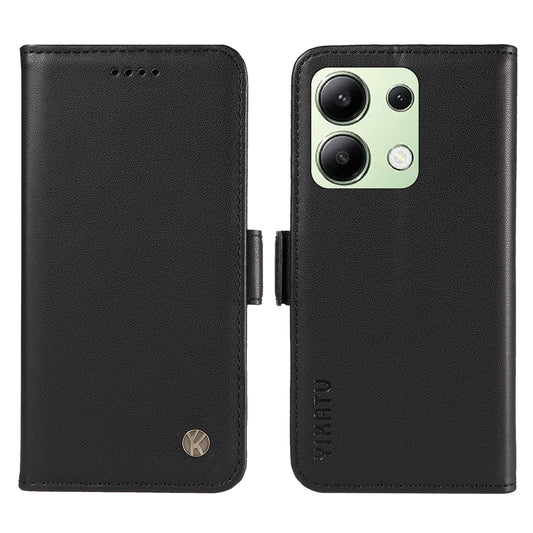 YIKATU YK-003 For Xiaomi Redmi Note 13 4G Leather Wallet Case Side Magnetic Clasp - Black