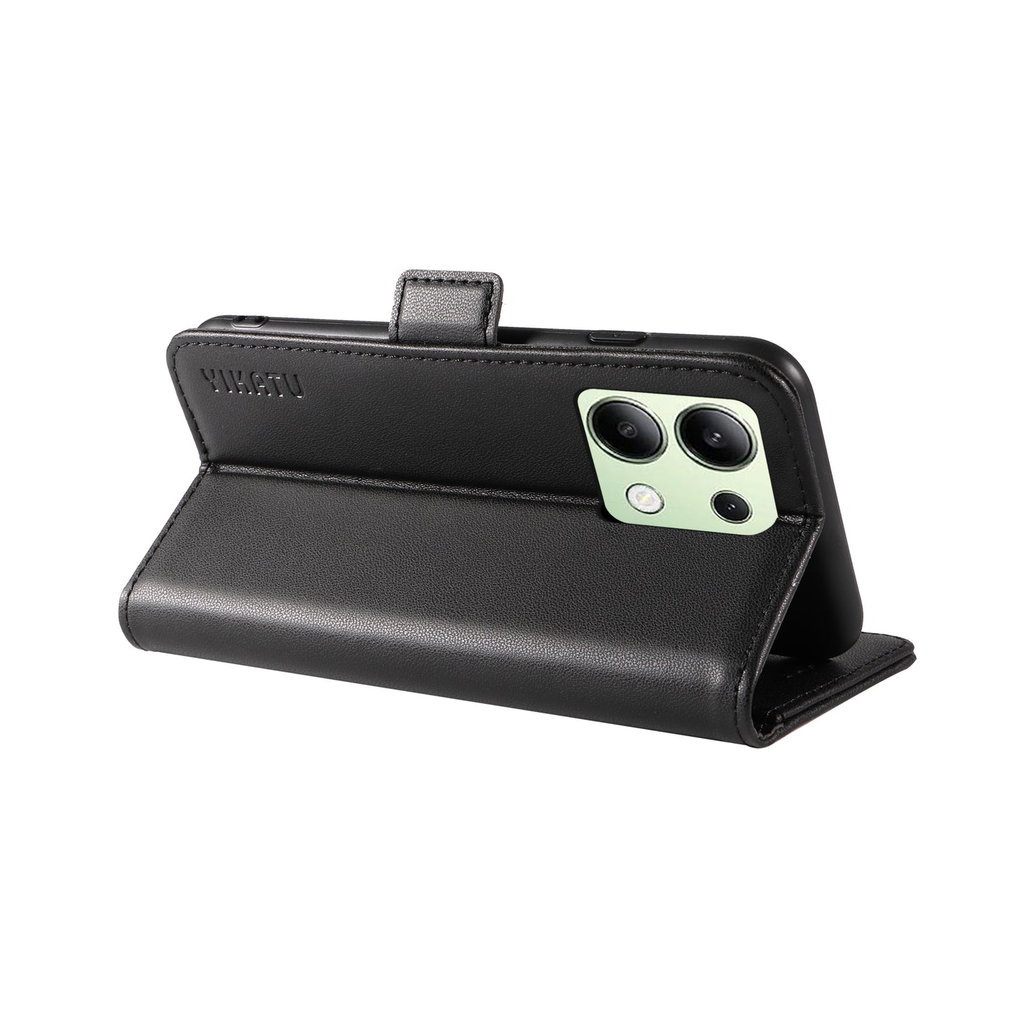YIKATU YK-003 For Xiaomi Redmi Note 13 4G Leather Wallet Case Side Magnetic Clasp - Black