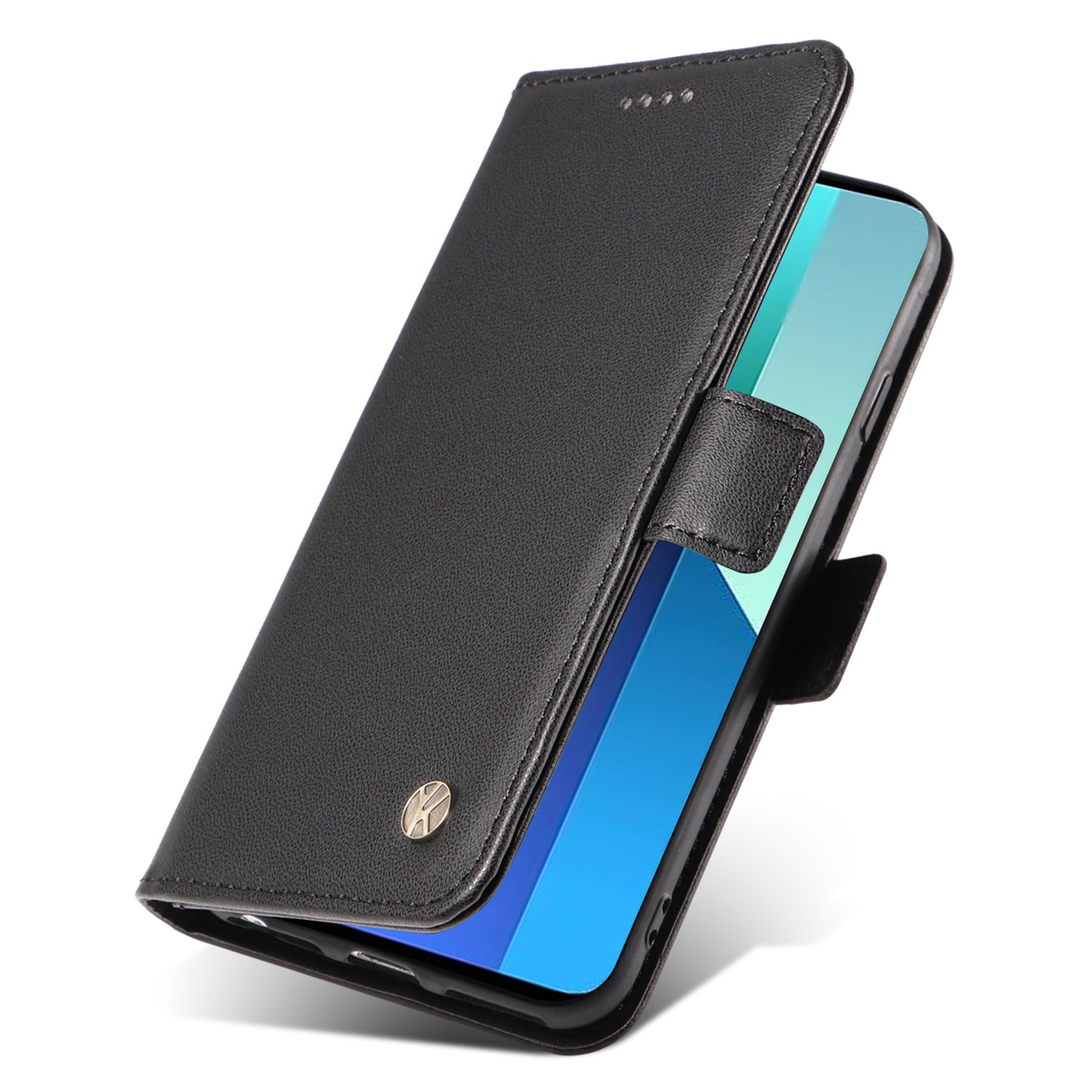 YIKATU YK-003 For Xiaomi Redmi Note 13 4G Leather Wallet Case Side Magnetic Clasp - Black