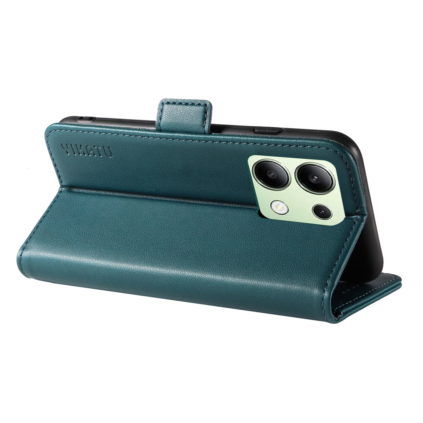YIKATU YK-003 For Xiaomi Redmi Note 13 4G Leather Wallet Case Side Magnetic Clasp - Green