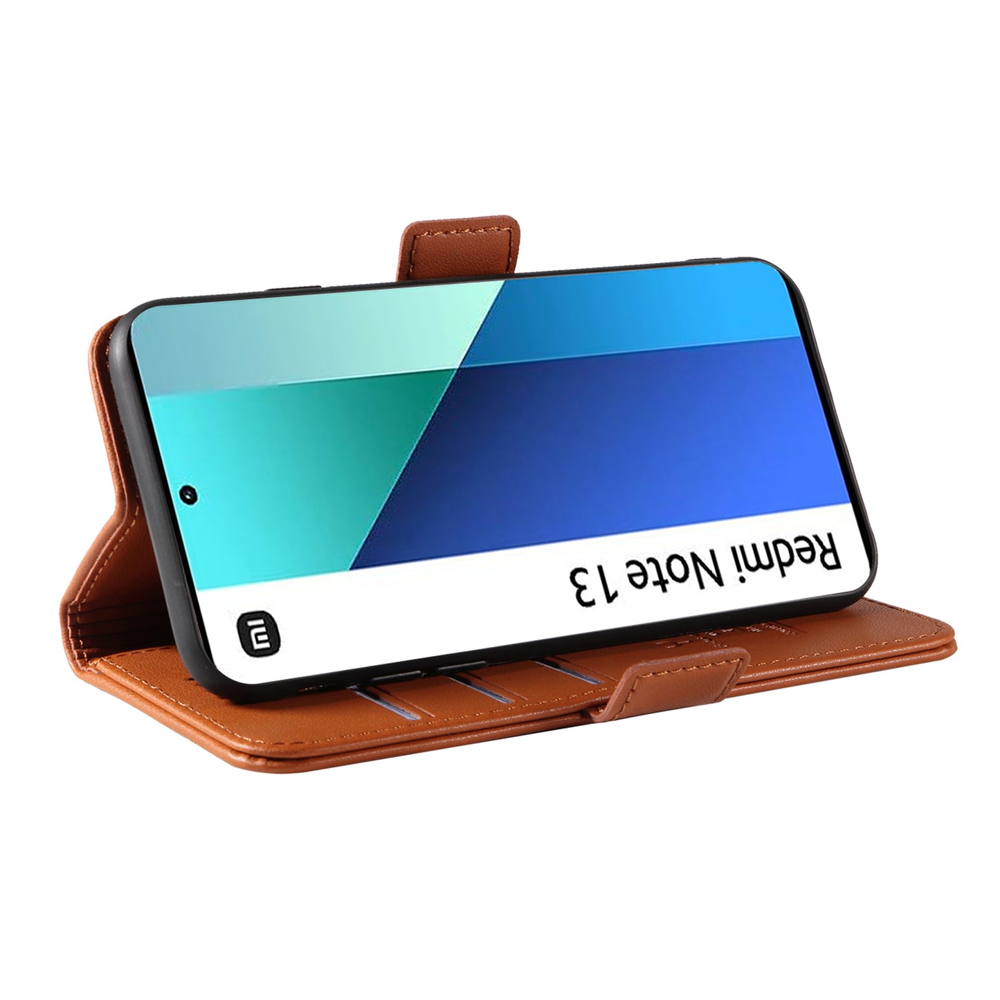 YIKATU YK-003 For Xiaomi Redmi Note 13 4G Leather Wallet Case Side Magnetic Clasp - Brown