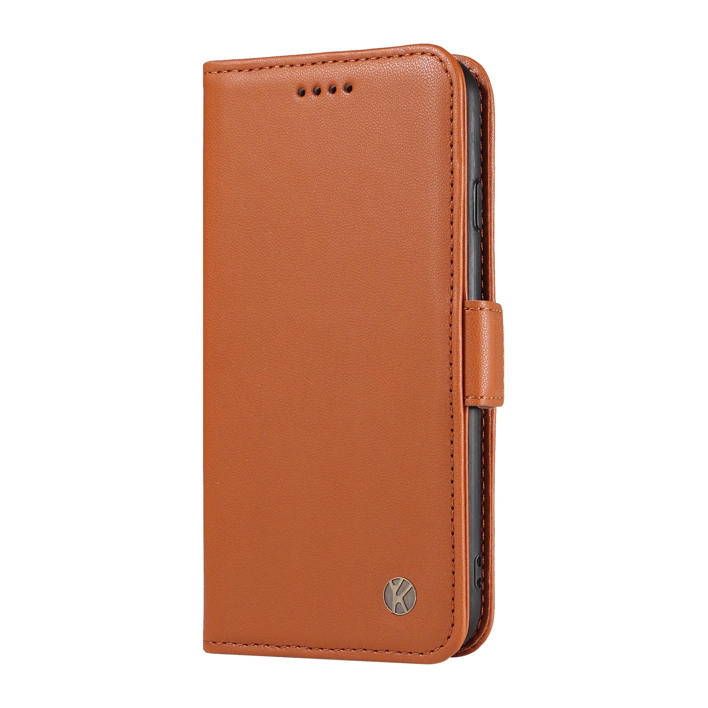 YIKATU YK-003 For Xiaomi Redmi Note 13 4G Leather Wallet Case Side Magnetic Clasp - Brown