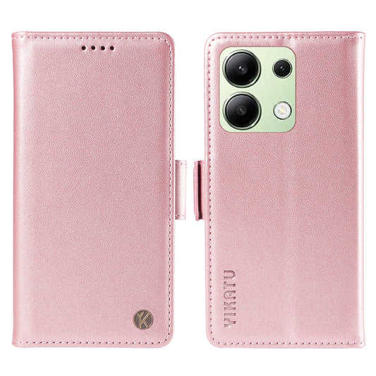 YIKATU YK-003 For Xiaomi Redmi Note 13 4G Leather Wallet Case Side Magnetic Clasp - Rose Gold