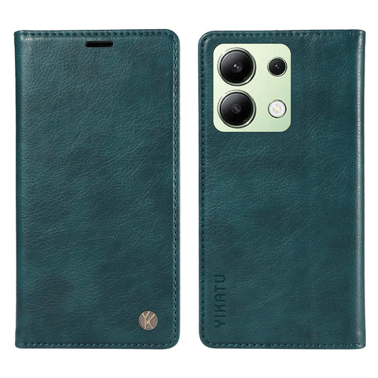 YIKATU YK-006 For Xiaomi Redmi Note 13 4G Leather Case Magnetic Closing Litchi Texture - Blue