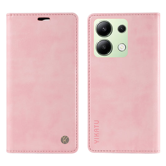 YIKATU YK-006 For Xiaomi Redmi Note 13 4G Leather Case Magnetic Closing Litchi Texture - Pink