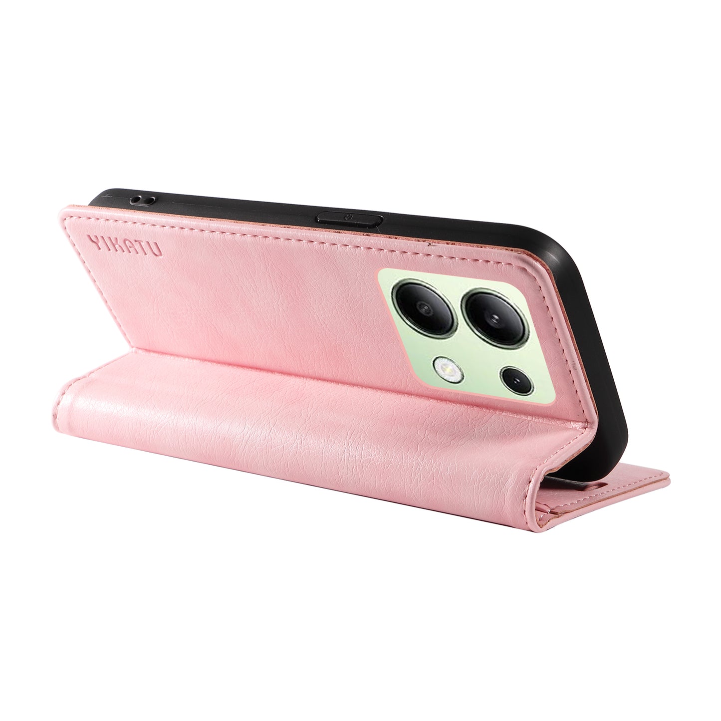 YIKATU YK-006 For Xiaomi Redmi Note 13 4G Leather Case Magnetic Closing Litchi Texture - Pink