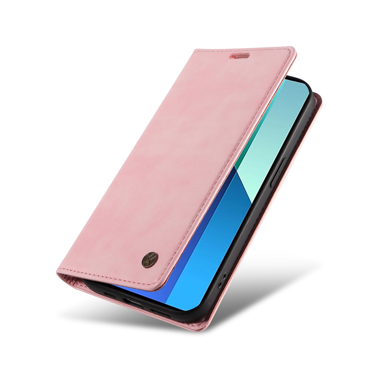 YIKATU YK-006 For Xiaomi Redmi Note 13 4G Leather Case Magnetic Closing Litchi Texture - Pink