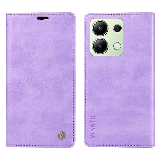 YIKATU YK-006 For Xiaomi Redmi Note 13 4G Leather Case Magnetic Closing Litchi Texture - Purple