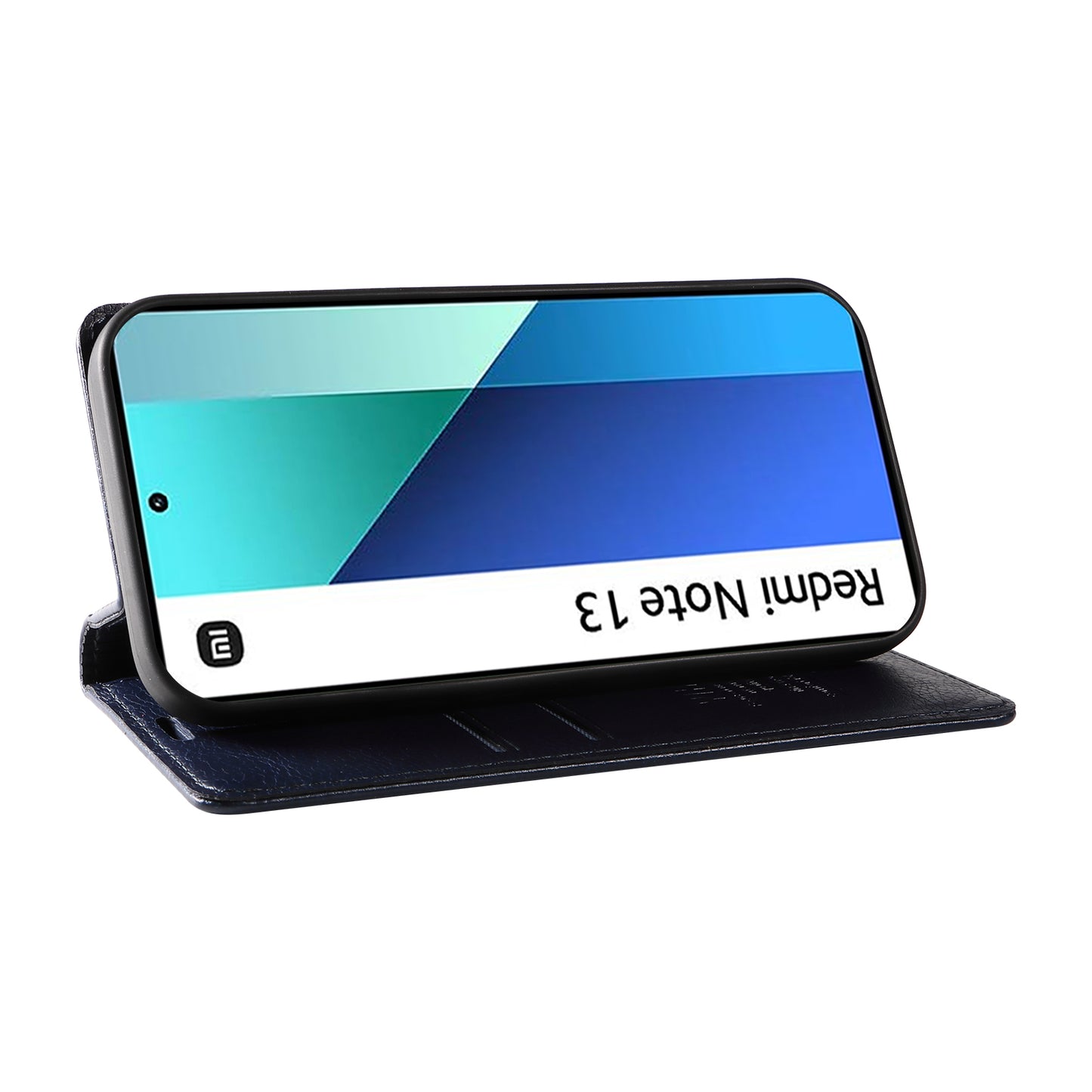 YIKATU YK-006 For Xiaomi Redmi Note 13 4G Leather Case Magnetic Closing Litchi Texture - Navy Blue