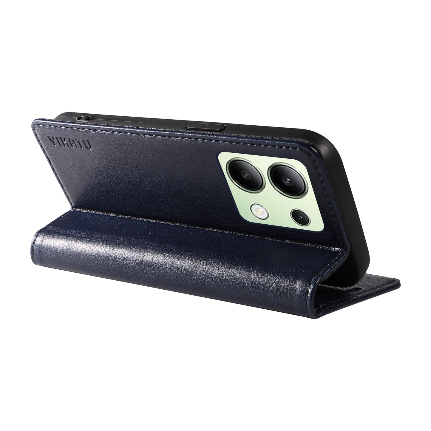 YIKATU YK-006 For Xiaomi Redmi Note 13 4G Leather Case Magnetic Closing Litchi Texture - Navy Blue