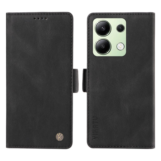 YIKATU YK-005 For Xiaomi Redmi Note 13 4G Wallet Cover Skin-touch Leather Phone Case - Black