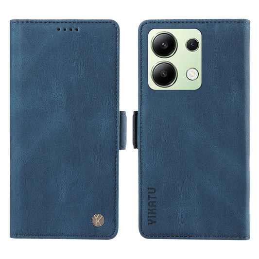 YIKATU YK-005 For Xiaomi Redmi Note 13 4G Wallet Cover Skin-touch Leather Phone Case - Blue