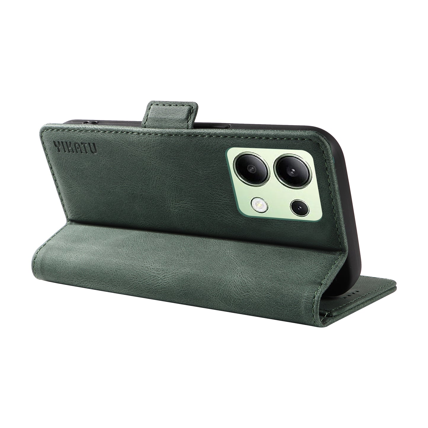 YIKATU YK-005 For Xiaomi Redmi Note 13 4G Wallet Cover Skin-touch Leather Phone Case - Green