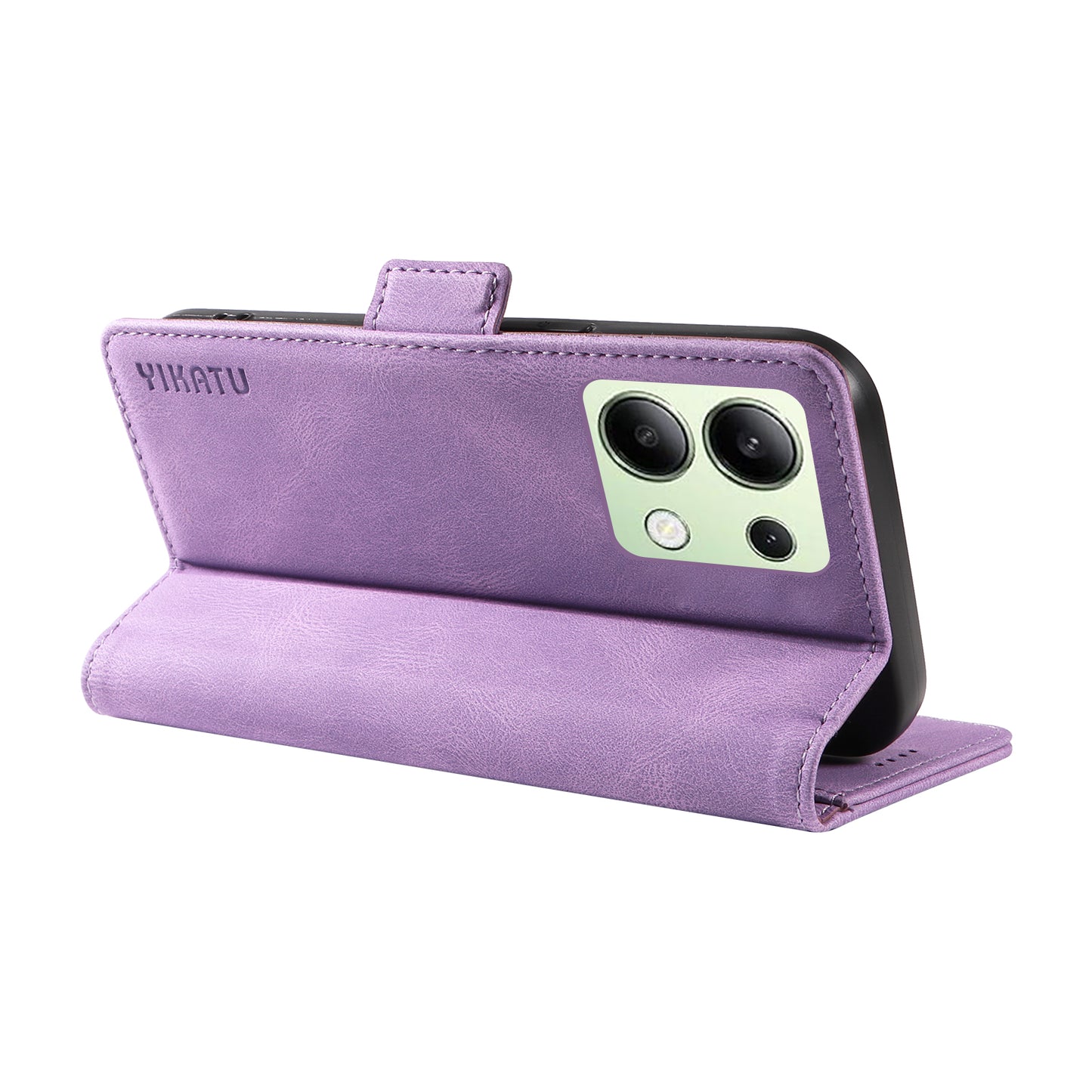 YIKATU YK-005 For Xiaomi Redmi Note 13 4G Wallet Cover Skin-touch Leather Phone Case - Purple