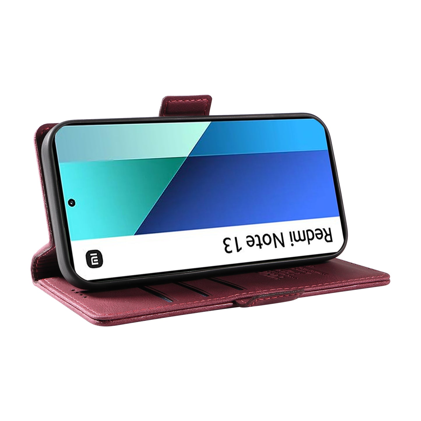 YIKATU YK-005 For Xiaomi Redmi Note 13 4G Wallet Cover Skin-touch Leather Phone Case - Wine Red