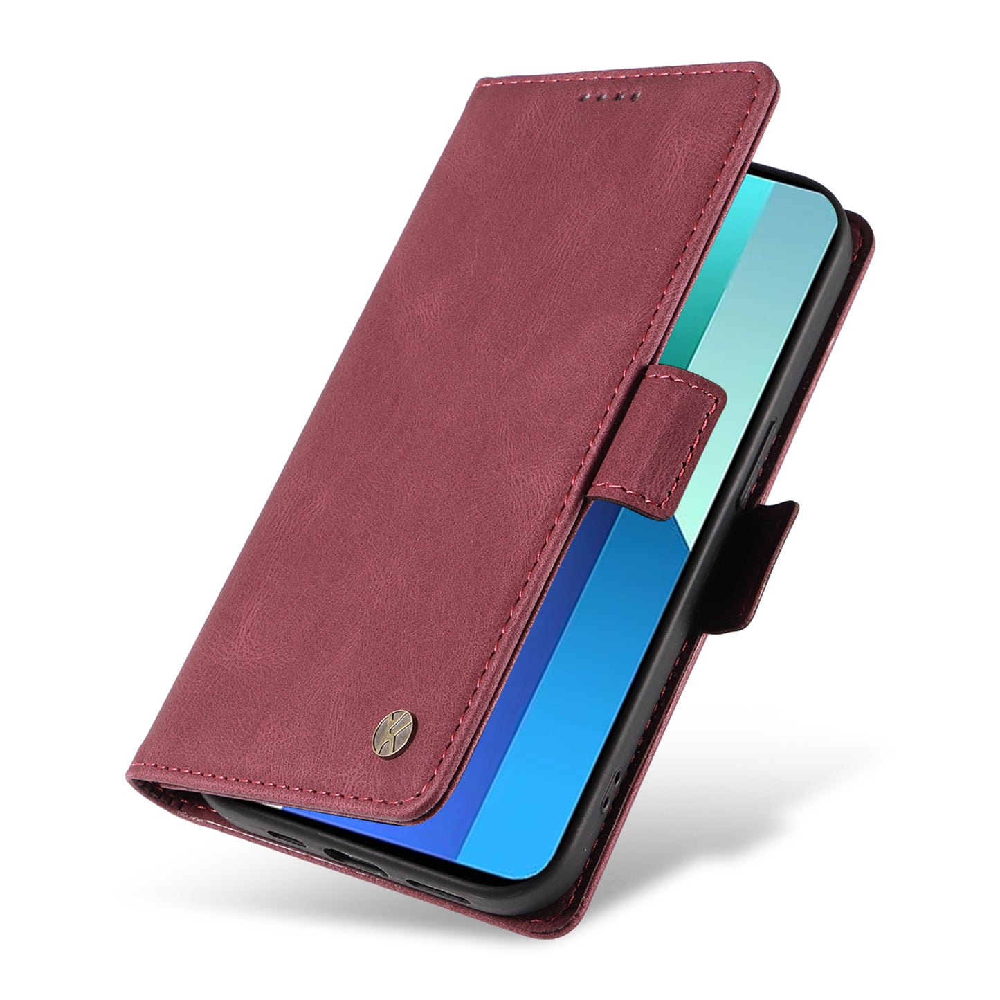 YIKATU YK-005 For Xiaomi Redmi Note 13 4G Wallet Cover Skin-touch Leather Phone Case - Wine Red