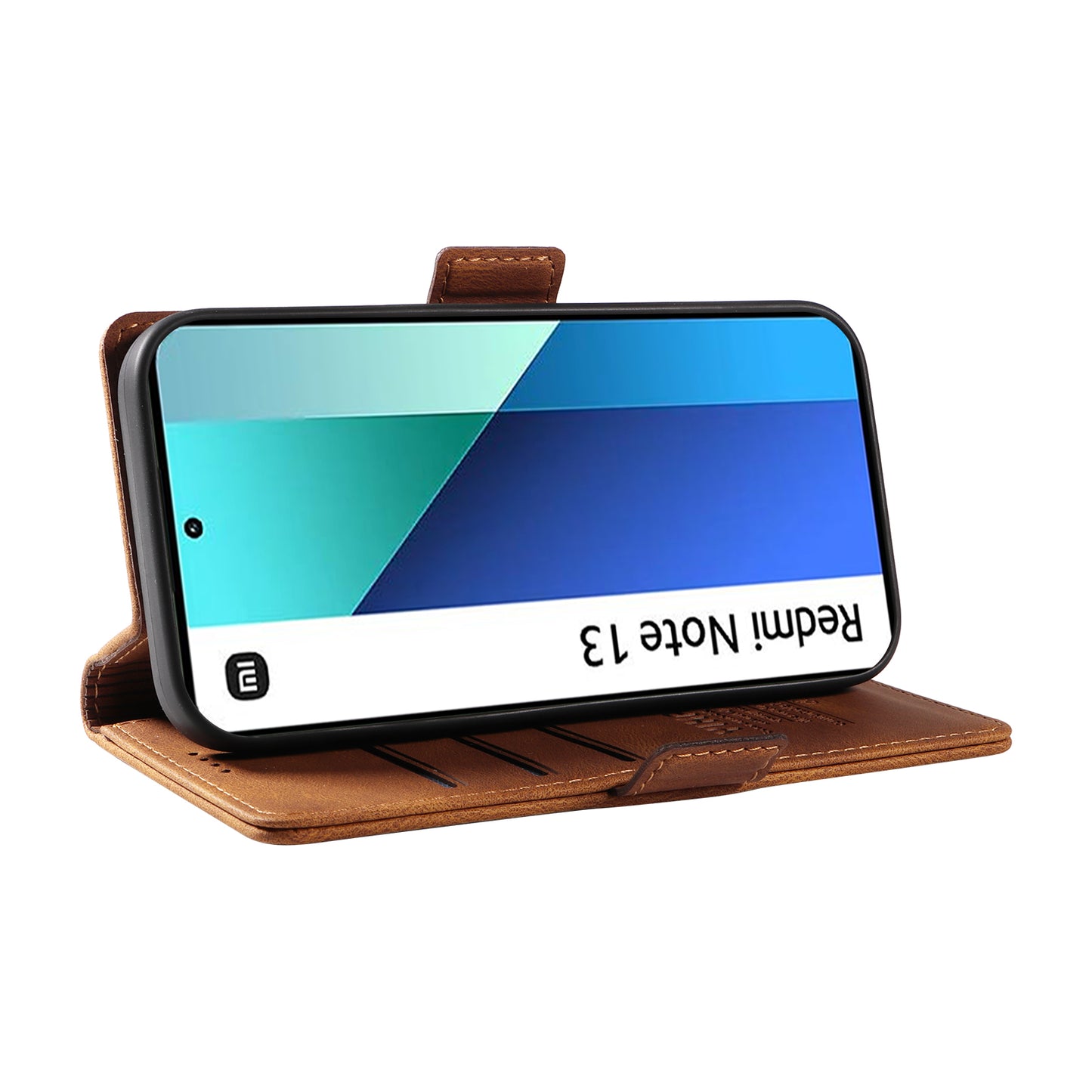 YIKATU YK-005 For Xiaomi Redmi Note 13 4G Wallet Cover Skin-touch Leather Phone Case - Brown