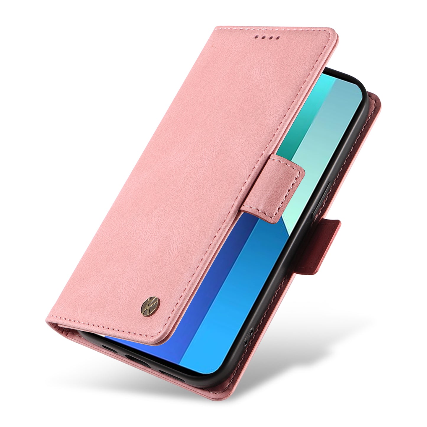 YIKATU YK-005 For Xiaomi Redmi Note 13 4G Wallet Cover Skin-touch Leather Phone Case - Pink