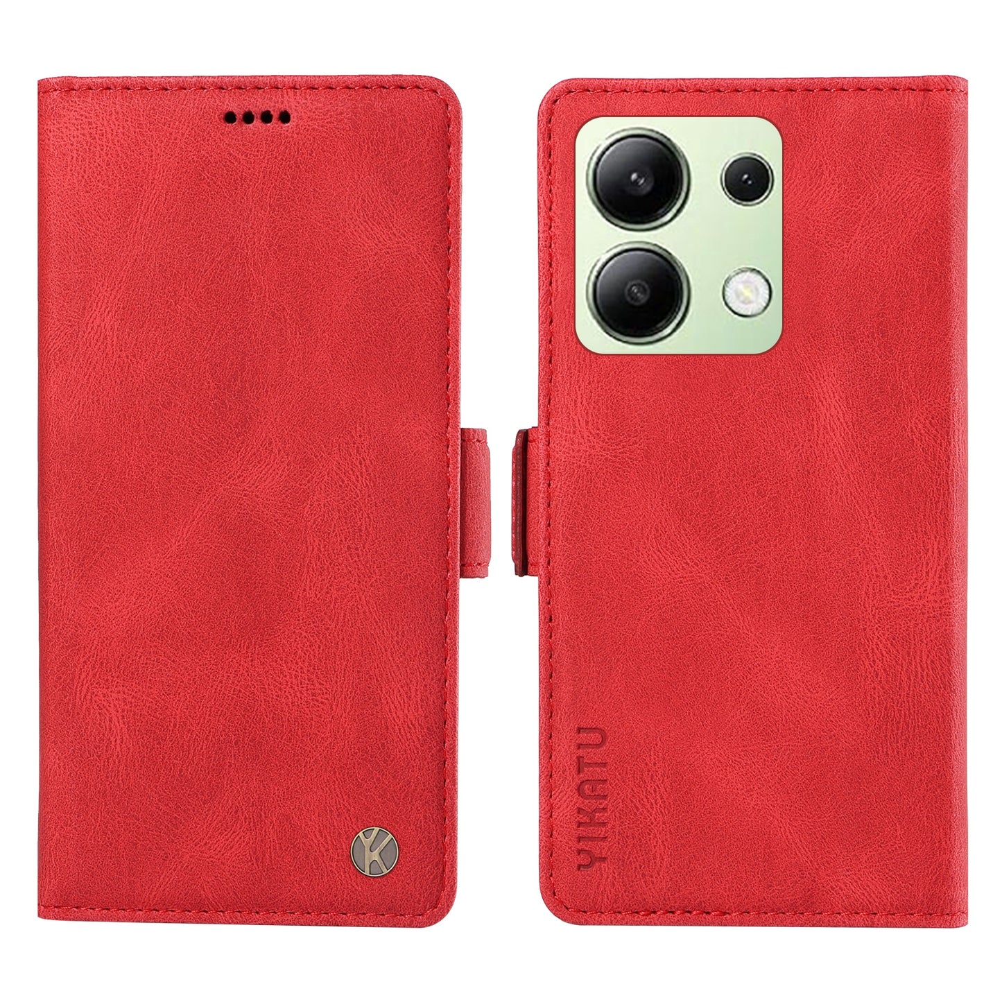 YIKATU YK-005 For Xiaomi Redmi Note 13 4G Wallet Cover Skin-touch Leather Phone Case - Red