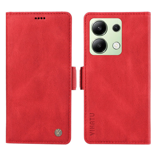 YIKATU YK-005 For Xiaomi Redmi Note 13 4G Wallet Cover Skin-touch Leather Phone Case - Red