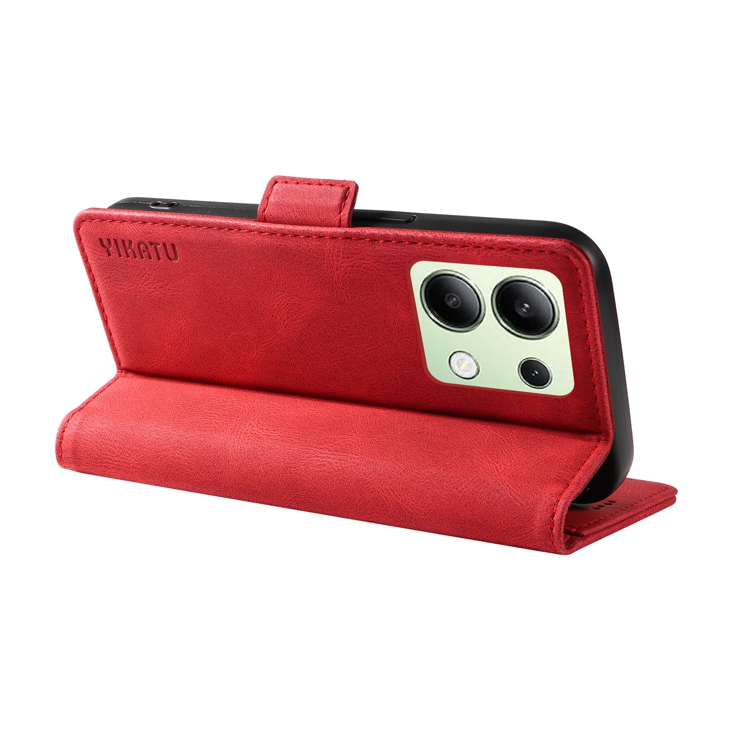 YIKATU YK-005 For Xiaomi Redmi Note 13 4G Wallet Cover Skin-touch Leather Phone Case - Red