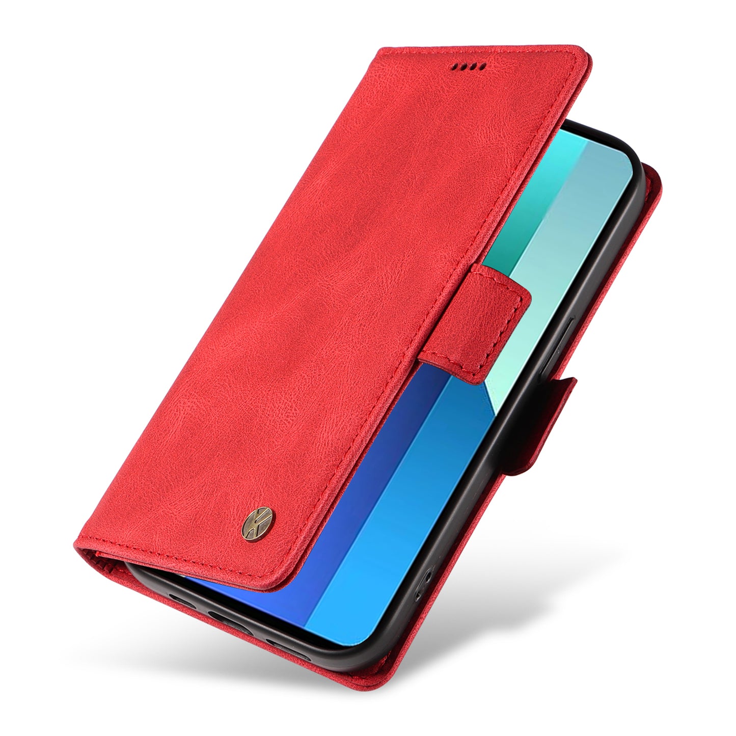 YIKATU YK-005 For Xiaomi Redmi Note 13 4G Wallet Cover Skin-touch Leather Phone Case - Red