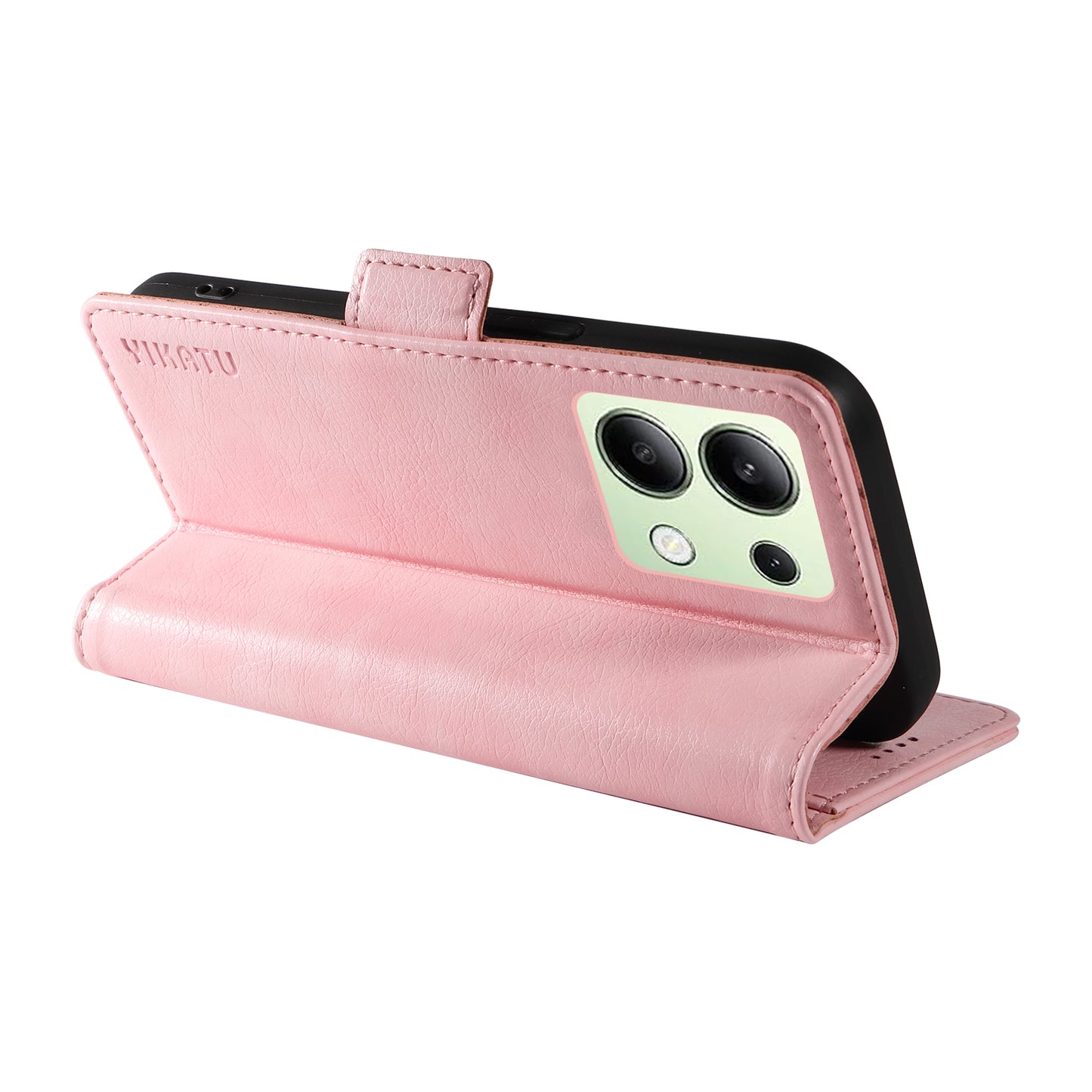 YIKATU YK-007 For Xiaomi Redmi Note 13 4G Leather Case Litchi Texture Cover Phone Wallet - Pink