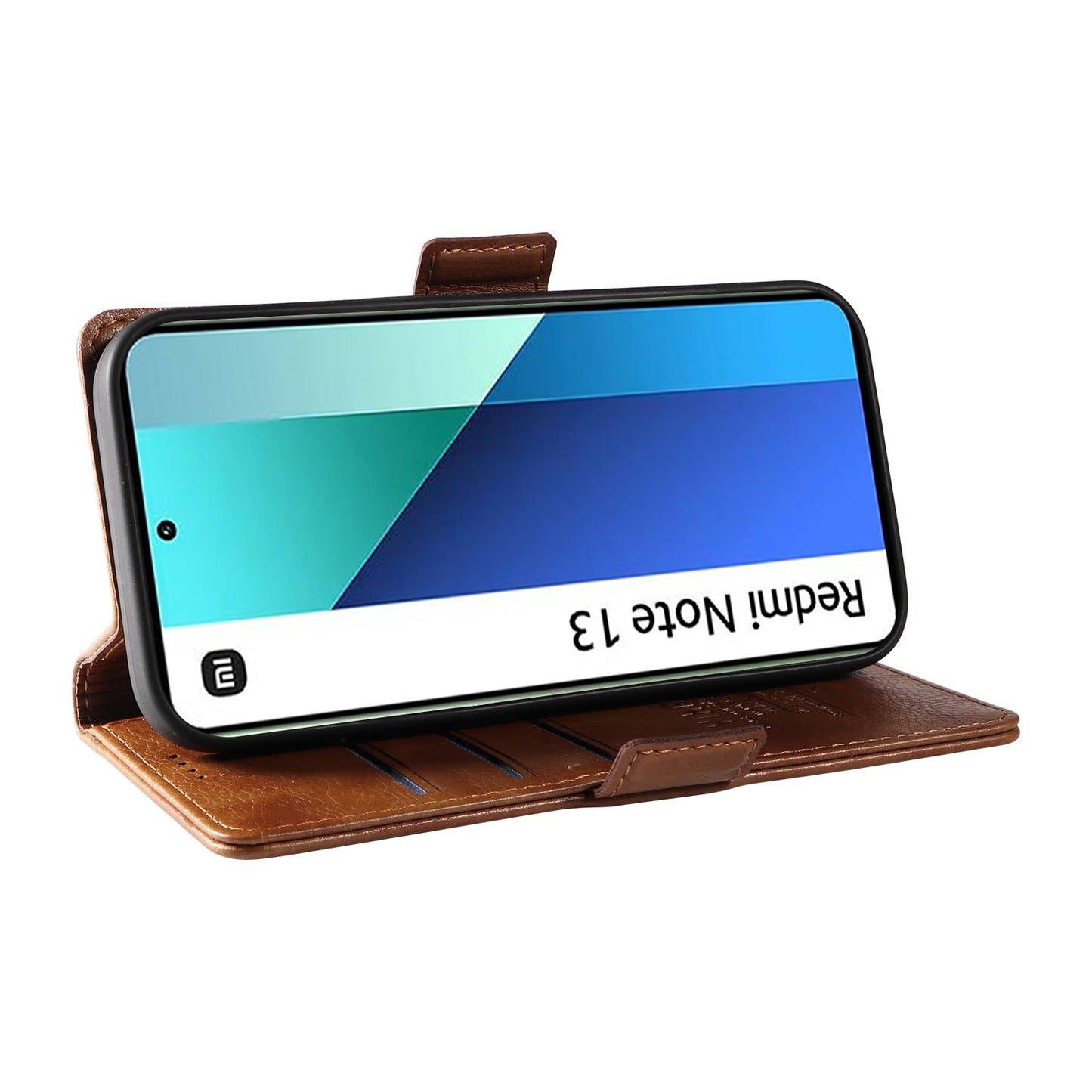 YIKATU YK-007 For Xiaomi Redmi Note 13 4G Leather Case Litchi Texture Cover Phone Wallet - Brown