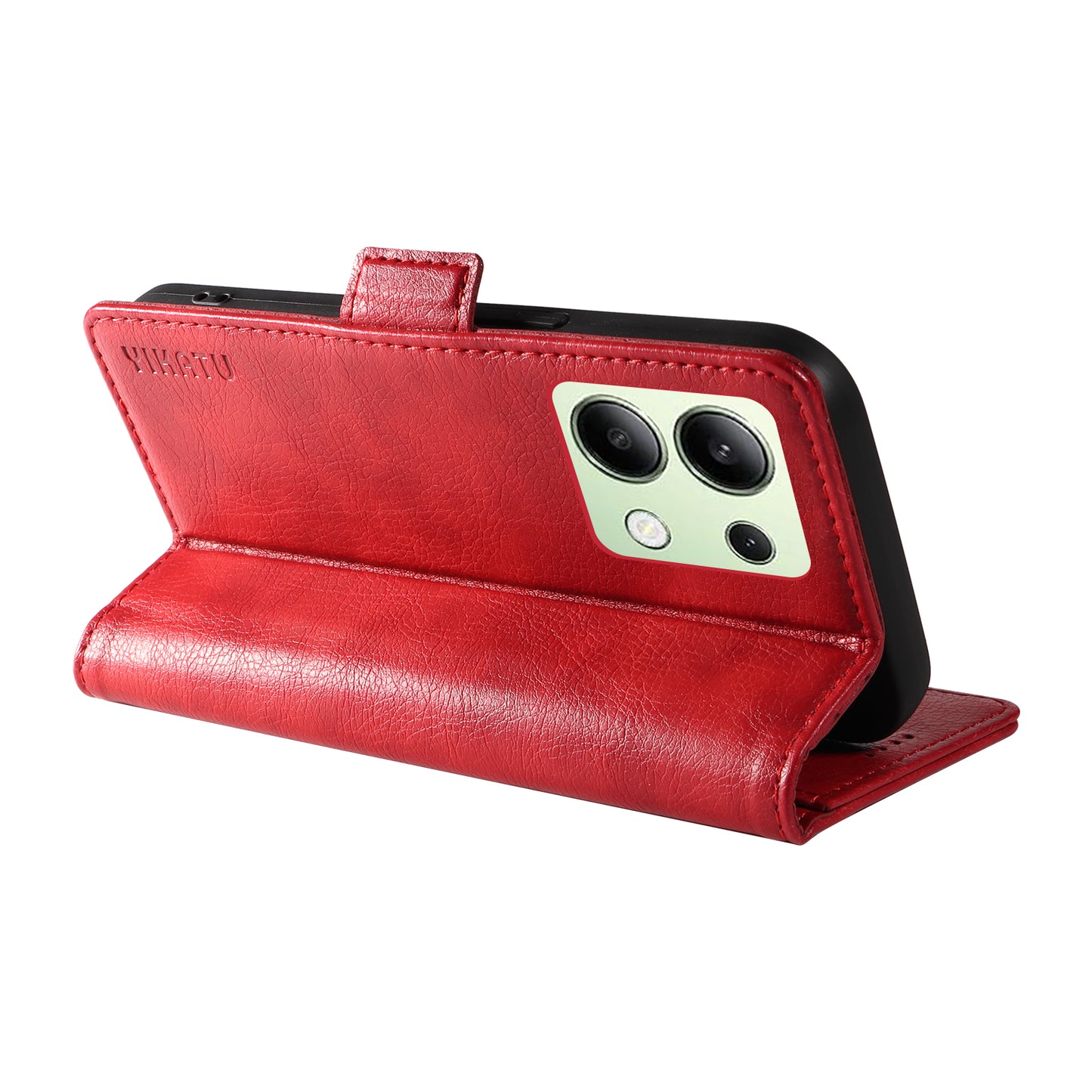 YIKATU YK-007 For Xiaomi Redmi Note 13 4G Leather Case Litchi Texture Cover Phone Wallet - Red