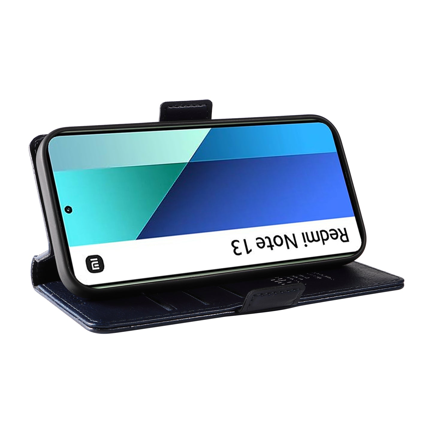 YIKATU YK-007 For Xiaomi Redmi Note 13 4G Leather Case Litchi Texture Cover Phone Wallet - Navy Blue