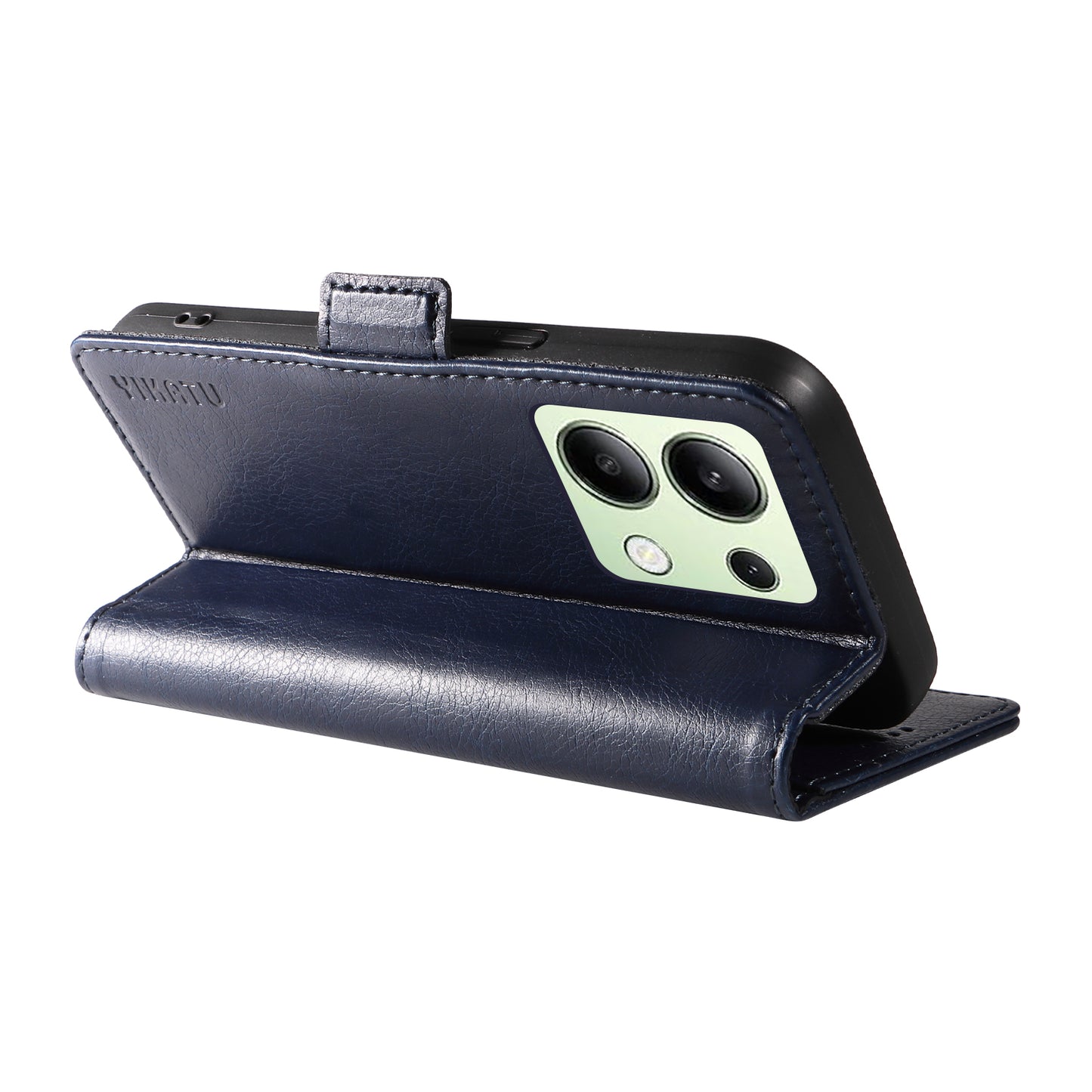 YIKATU YK-007 For Xiaomi Redmi Note 13 4G Leather Case Litchi Texture Cover Phone Wallet - Navy Blue