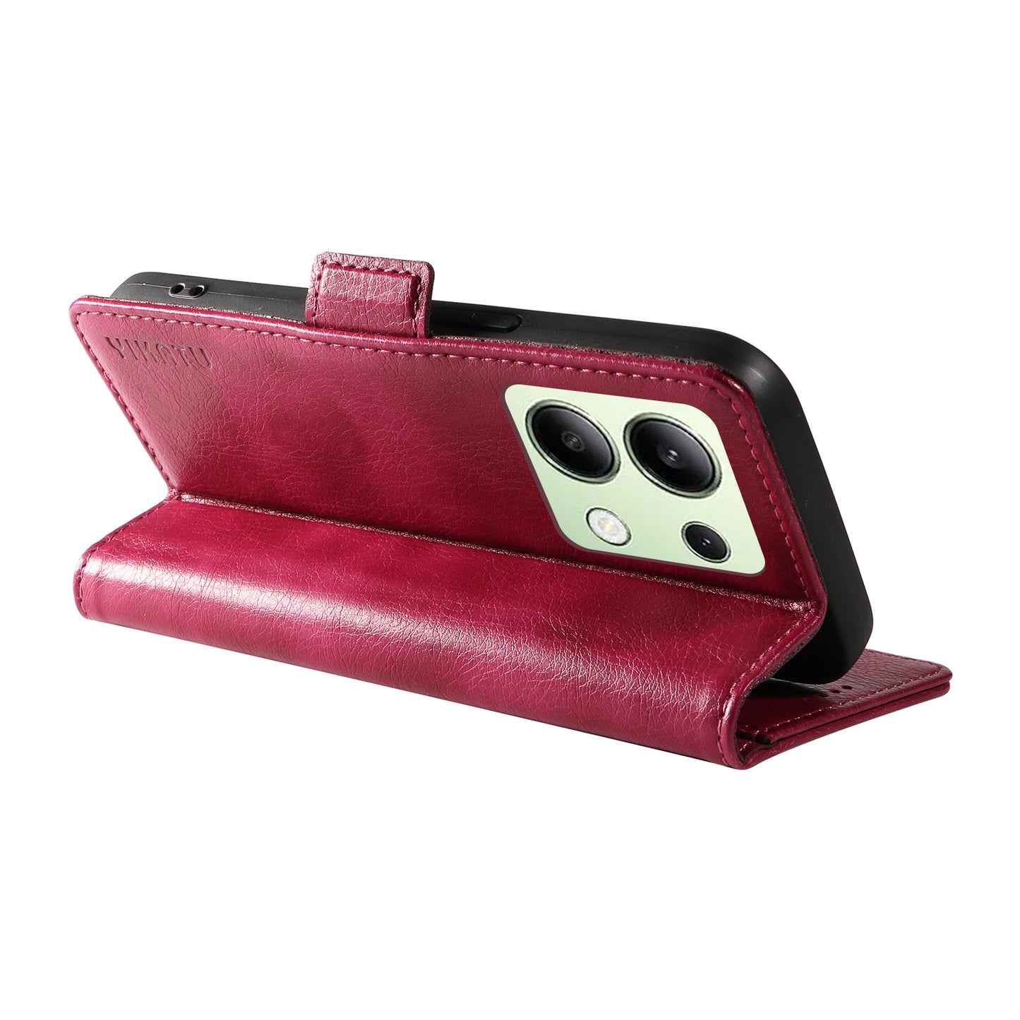 YIKATU YK-007 For Xiaomi Redmi Note 13 4G Leather Case Litchi Texture Cover Phone Wallet - Wine Red