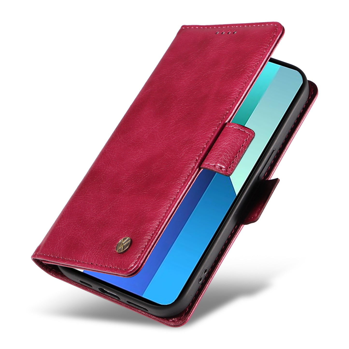 YIKATU YK-007 For Xiaomi Redmi Note 13 4G Leather Case Litchi Texture Cover Phone Wallet - Wine Red