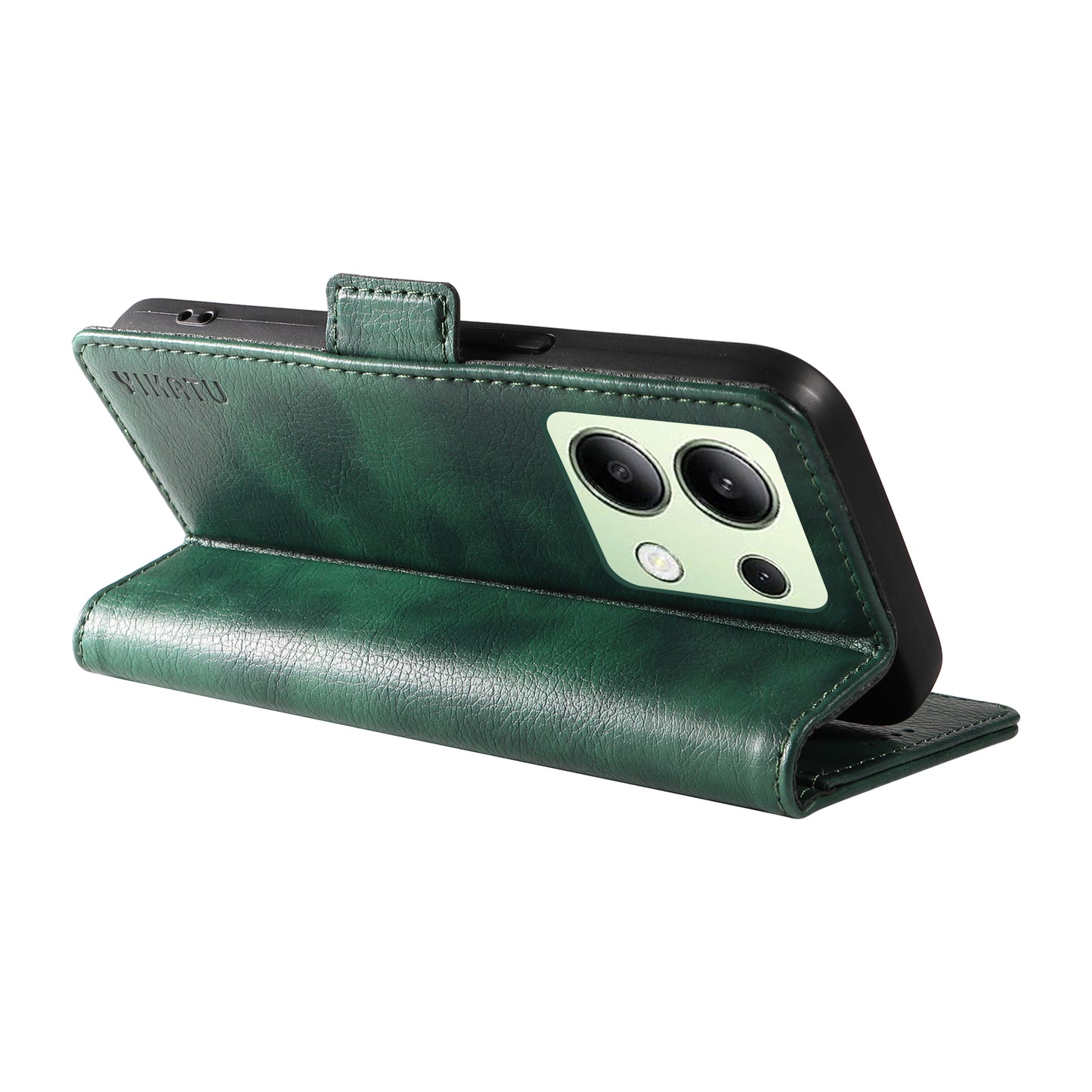 YIKATU YK-007 For Xiaomi Redmi Note 13 4G Leather Case Litchi Texture Cover Phone Wallet - Green