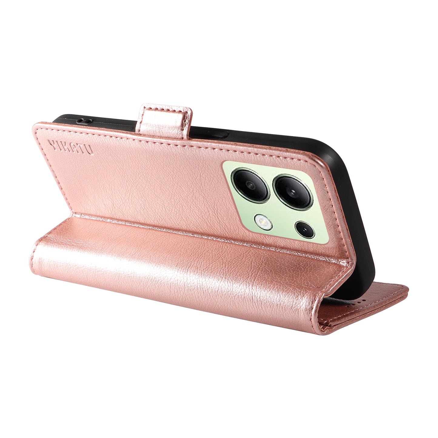 YIKATU YK-007 For Xiaomi Redmi Note 13 4G Leather Case Litchi Texture Cover Phone Wallet - Rose Gold