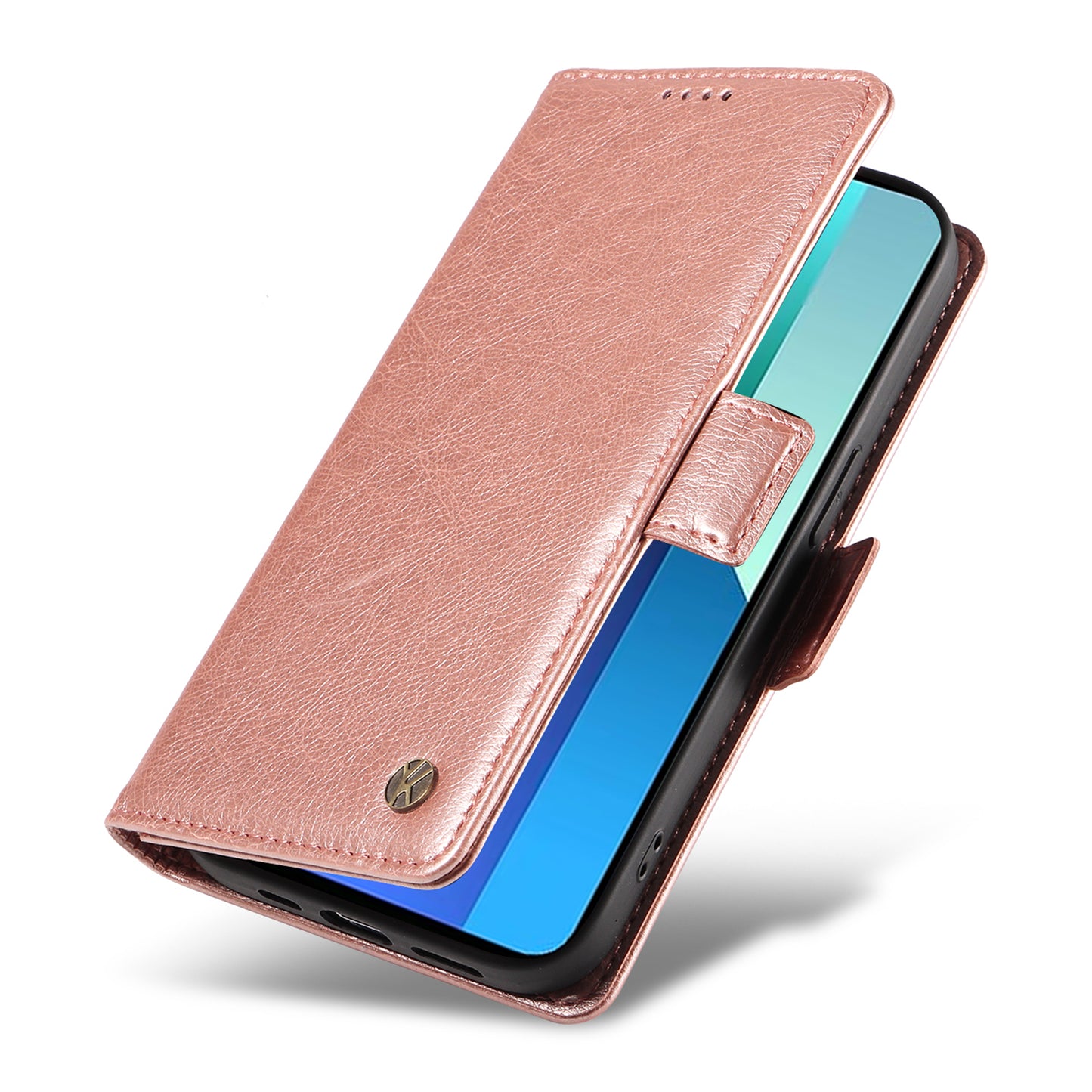 YIKATU YK-007 For Xiaomi Redmi Note 13 4G Leather Case Litchi Texture Cover Phone Wallet - Rose Gold