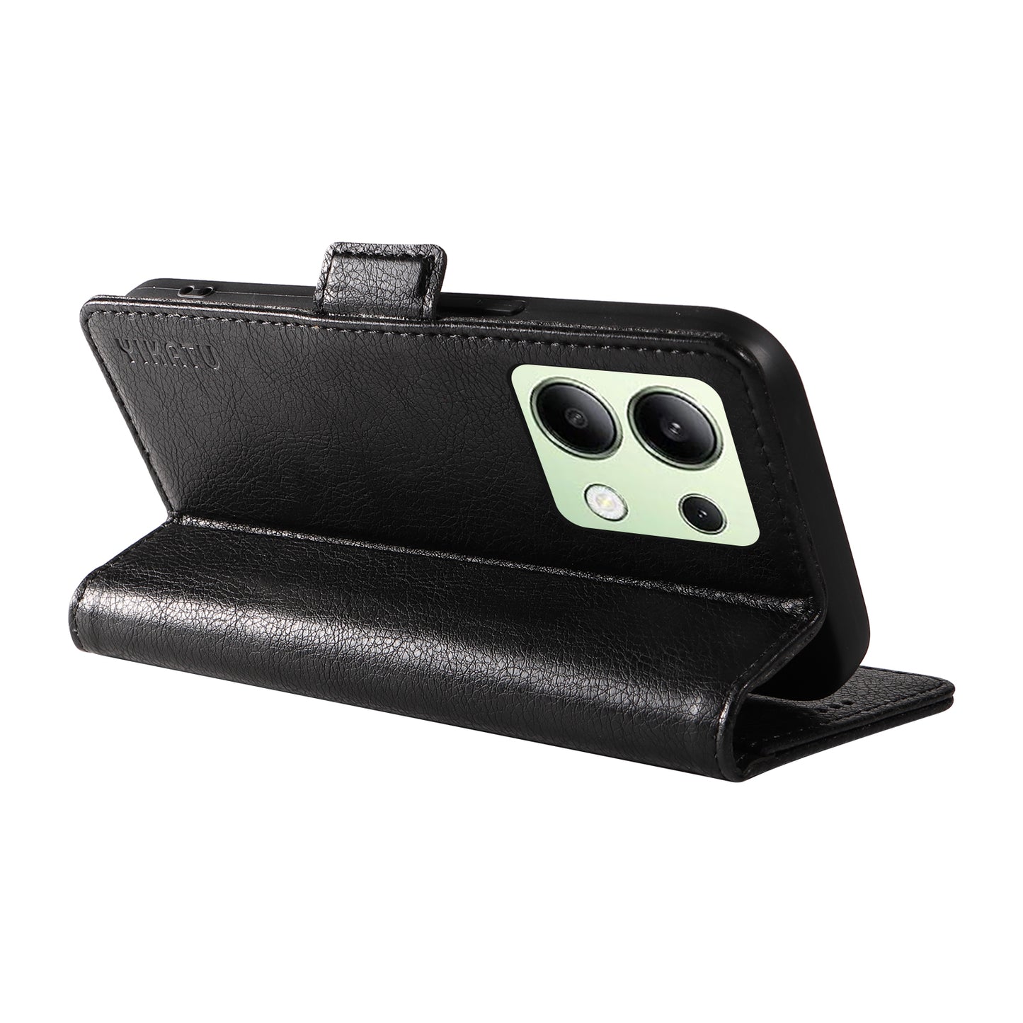YIKATU YK-007 For Xiaomi Redmi Note 13 4G Leather Case Litchi Texture Cover Phone Wallet - Black