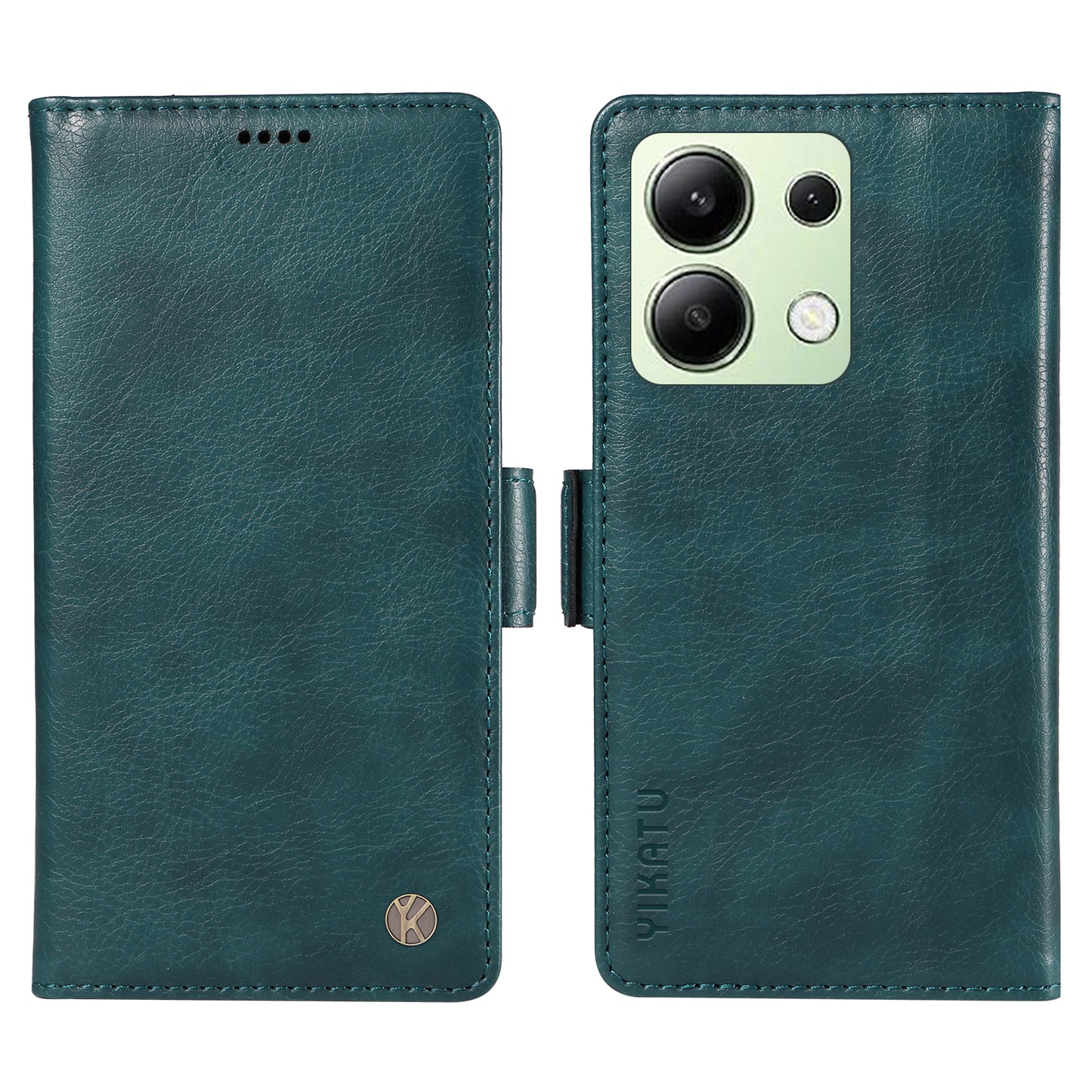 YIKATU YK-007 For Xiaomi Redmi Note 13 4G Leather Case Litchi Texture Cover Phone Wallet - Blue