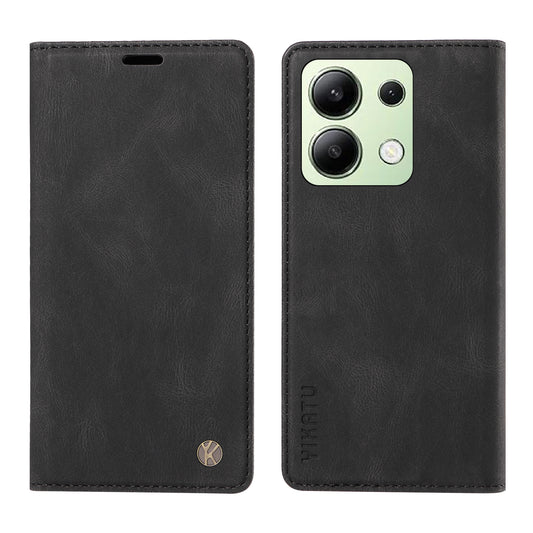 YIKATU YK-004 For Xiaomi Redmi Note 13 4G Leather Case Wallet Magnetic Closing - Black