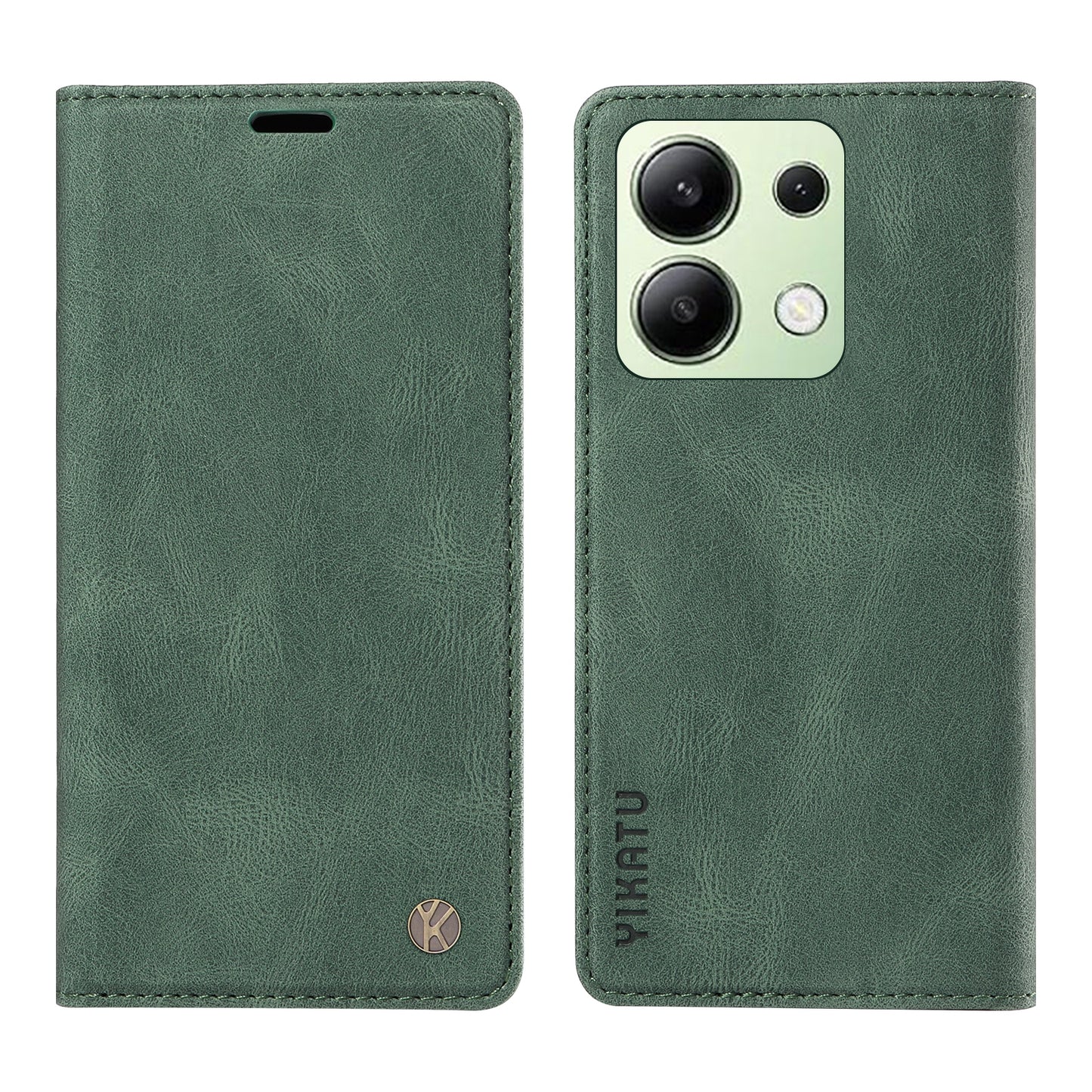 YIKATU YK-004 For Xiaomi Redmi Note 13 4G Leather Case Wallet Magnetic Closing - Green