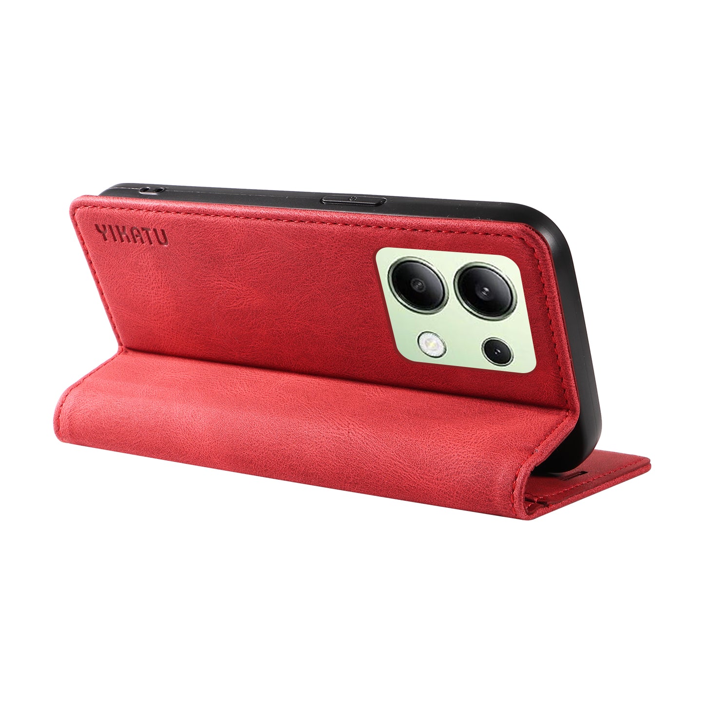 YIKATU YK-004 For Xiaomi Redmi Note 13 4G Leather Case Wallet Magnetic Closing - Red