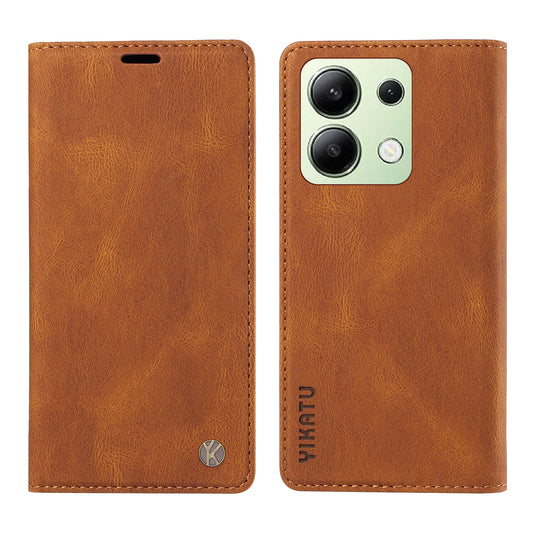 YIKATU YK-004 For Xiaomi Redmi Note 13 4G Leather Case Wallet Magnetic Closing - Brown