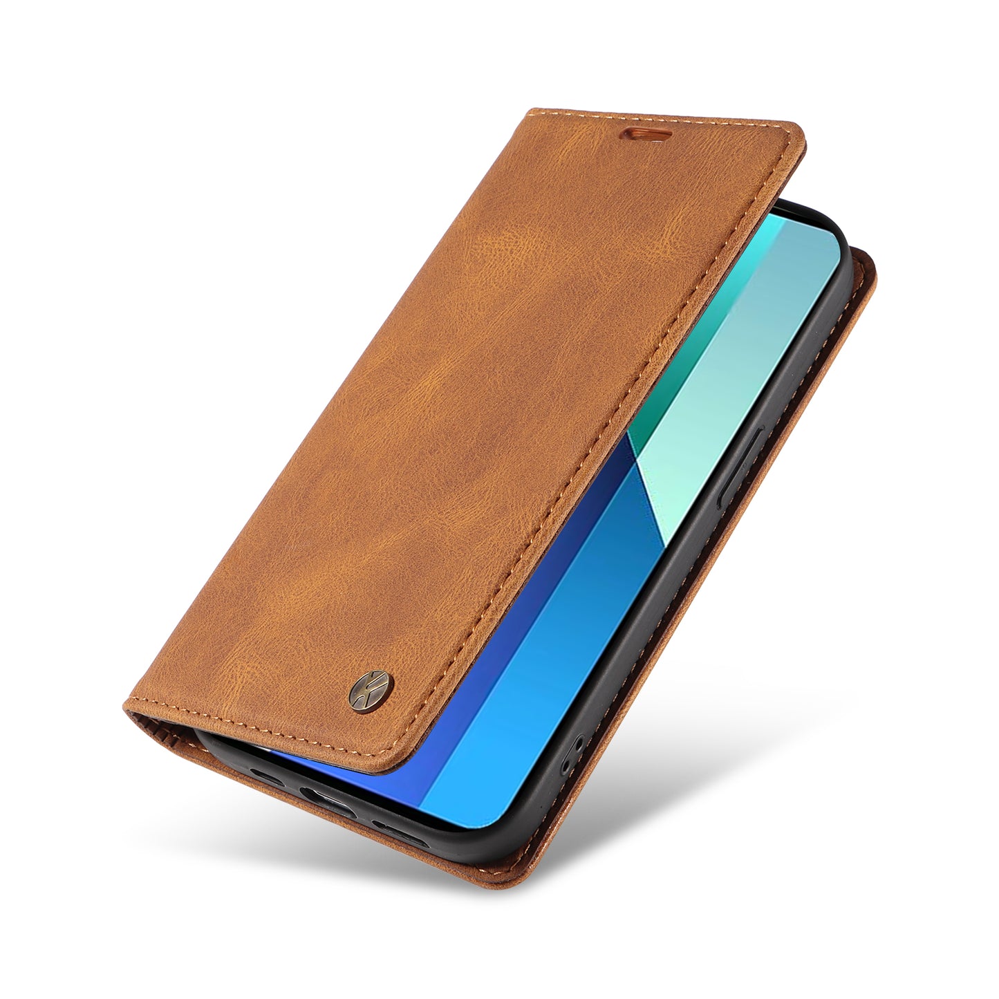 YIKATU YK-004 For Xiaomi Redmi Note 13 4G Leather Case Wallet Magnetic Closing - Brown