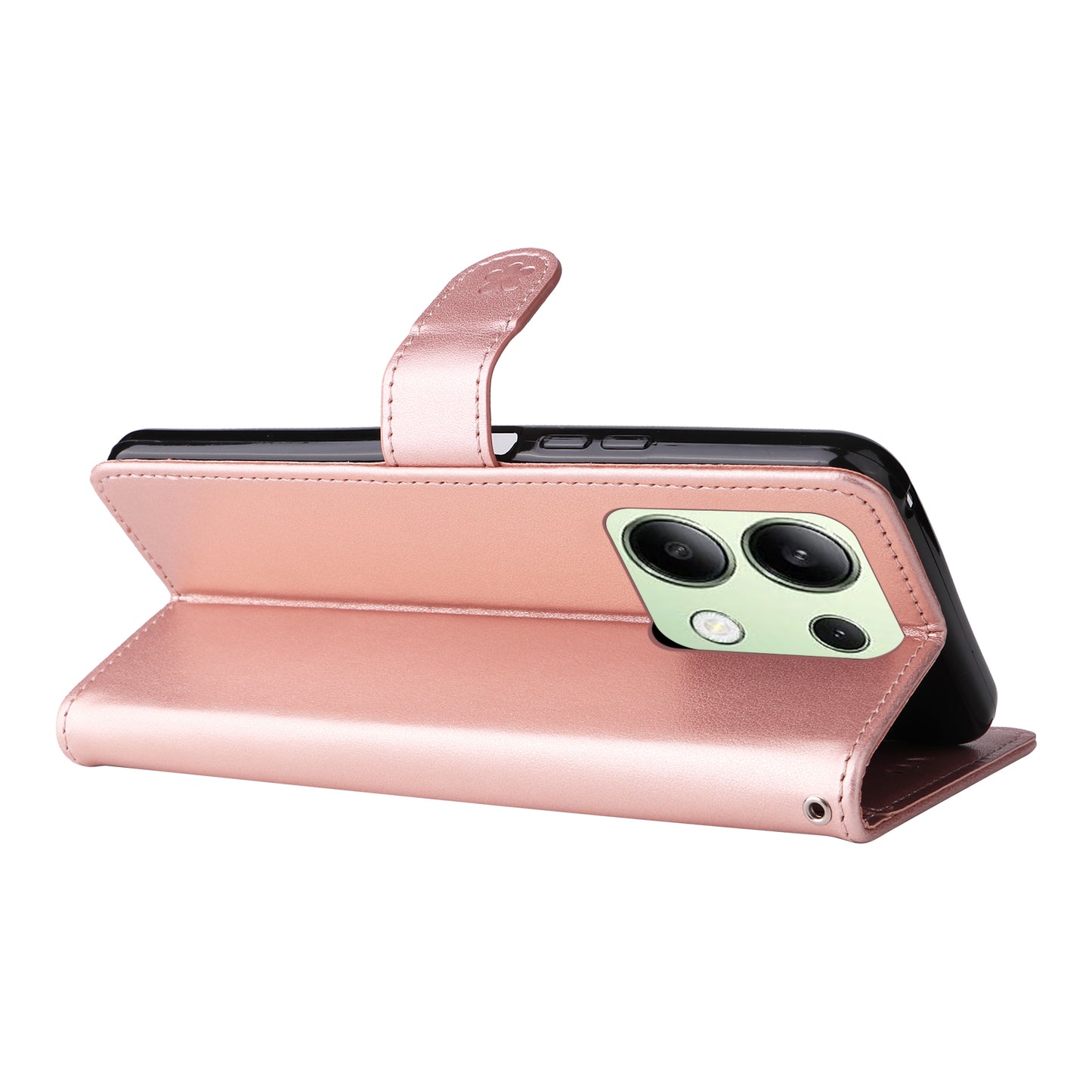 KT Imprinting Flower Series-4 For Xiaomi Redmi Note 13 4G Leather Phone Case Cat Bee Pattern - Rose Gold
