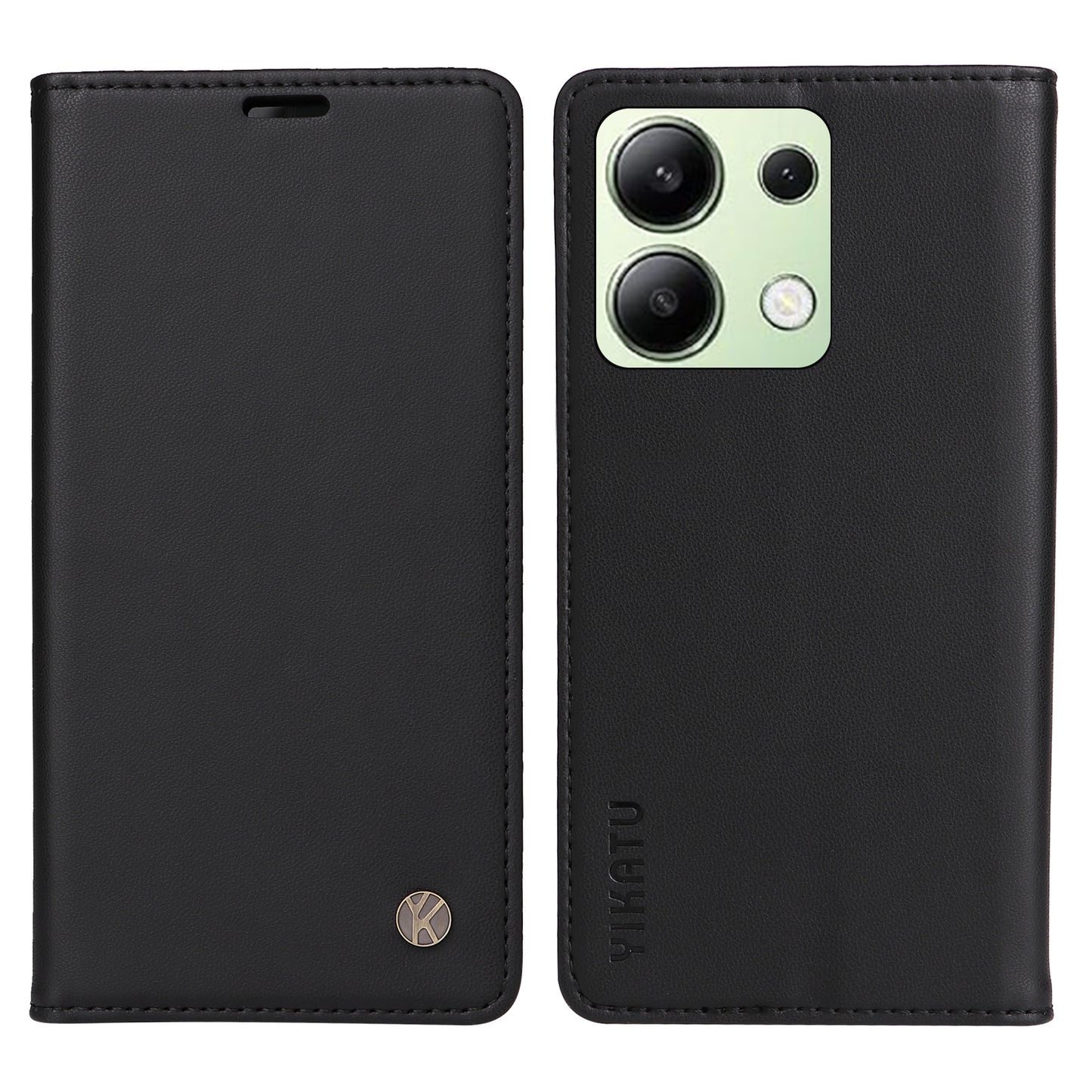 YIKATU YK-001 For Xiaomi Redmi Note 13 4G Case Wallet Phone Cover Magnetic Closing - Black