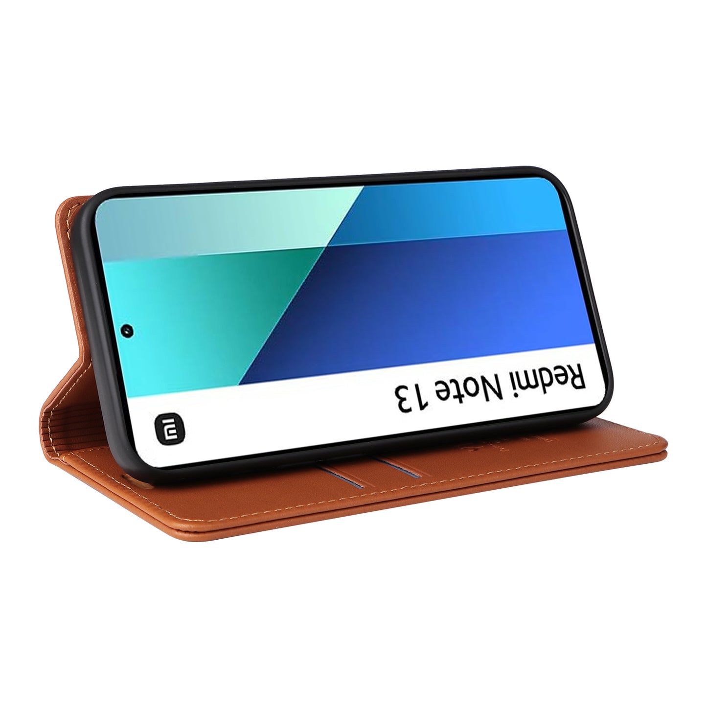 YIKATU YK-001 For Xiaomi Redmi Note 13 4G Case Wallet Phone Cover Magnetic Closing - Brown