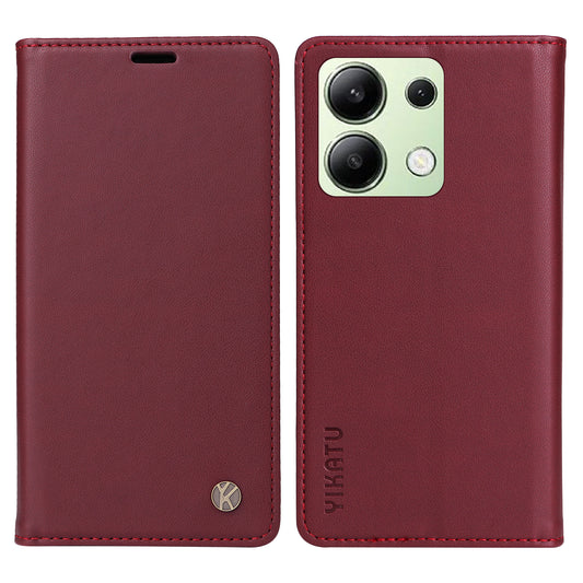 YIKATU YK-001 For Xiaomi Redmi Note 13 4G Case Wallet Phone Cover Magnetic Closing - Wine Red